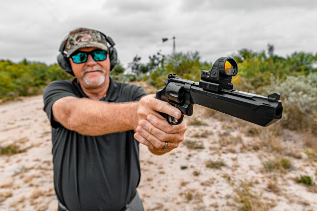 Man holder hunting revolver